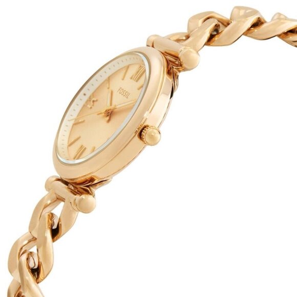 NWT Authentic Fossil Carlie Quartz Gold Dial Women's Watch and Bracelet Set - Picture 2 of 4